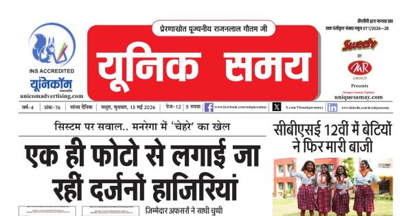 Mathura Hindi News Paper Today, मथुरा हिंदी ई-पेपर - Unique Samay